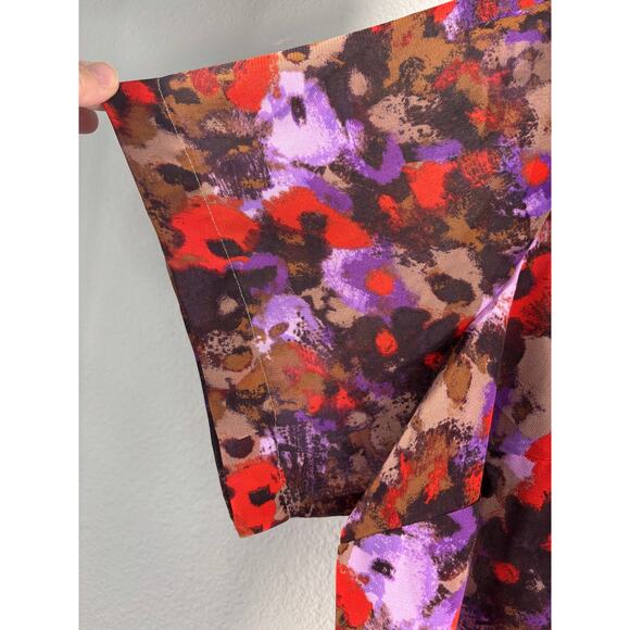 Coldwater Creek Abstract Floral Purple Red Brown Lightweight Blouse Womens 2X - Picture 4 of 6